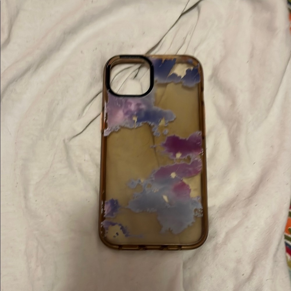 Floral Pattern Phone Case - Purple and Tan